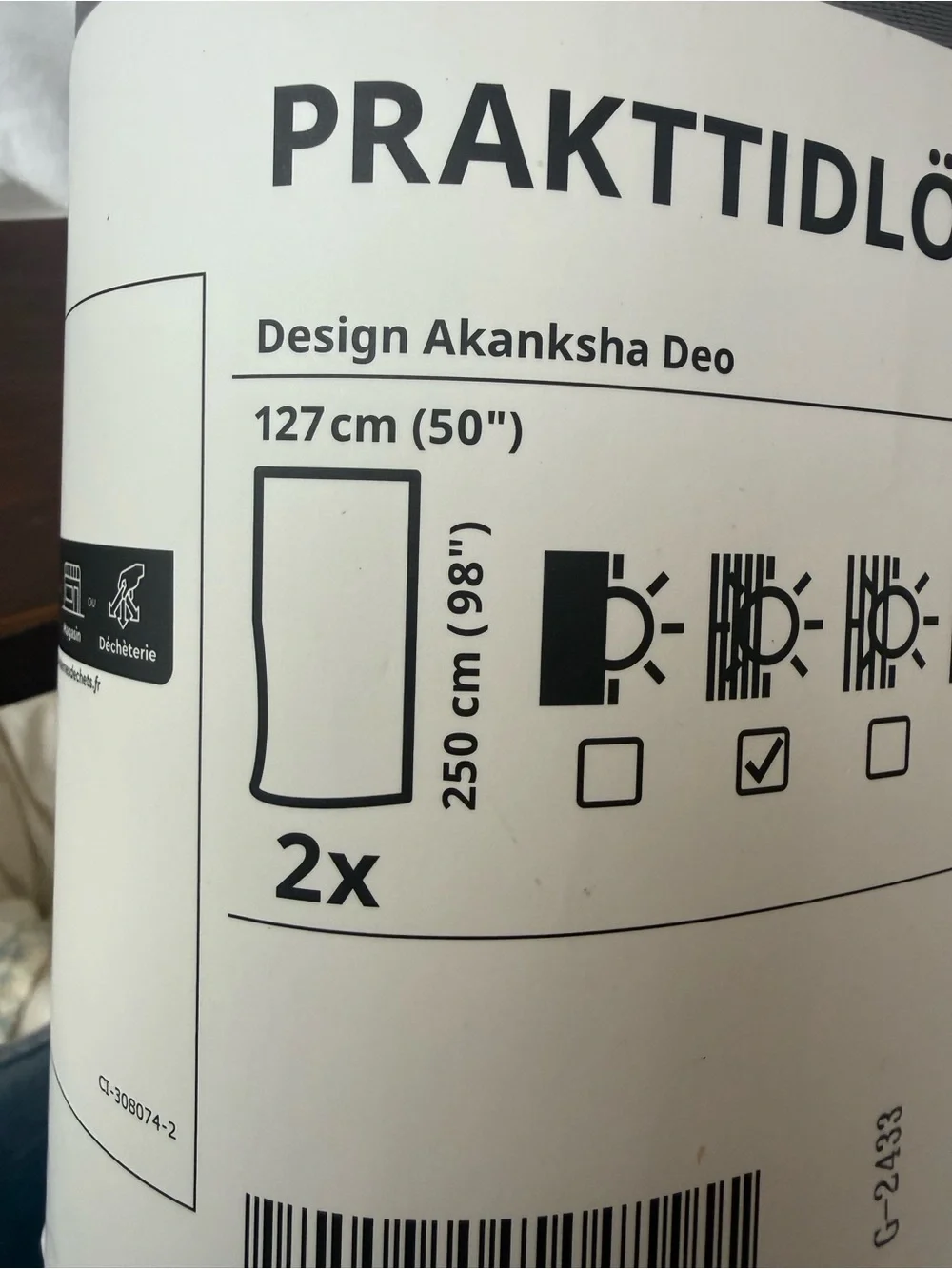 New IKea PRAKTTIDLÖSA 2 Grey Curtain Panels